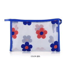 Bolsa feminina para cosméticos em PVC transparente com estampa de flores (YKY7533-4)